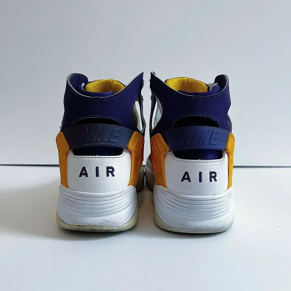 2015 Nike Air Flight Huarache White Gold Purple Kobe Rare 705005 101 Rare Sz 8.5